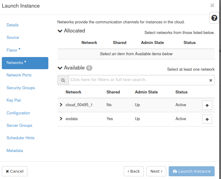 Network selection in Horizon
