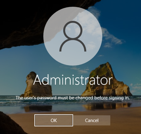 Prompt to set the Administrator password