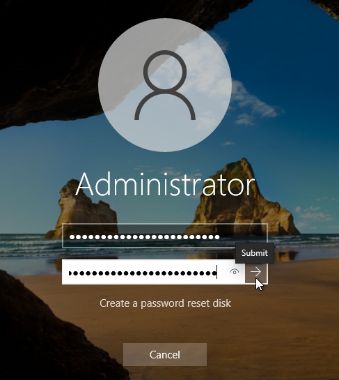 Confirm the Administrator password