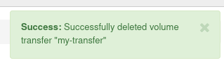 Volume transfer cancellation message